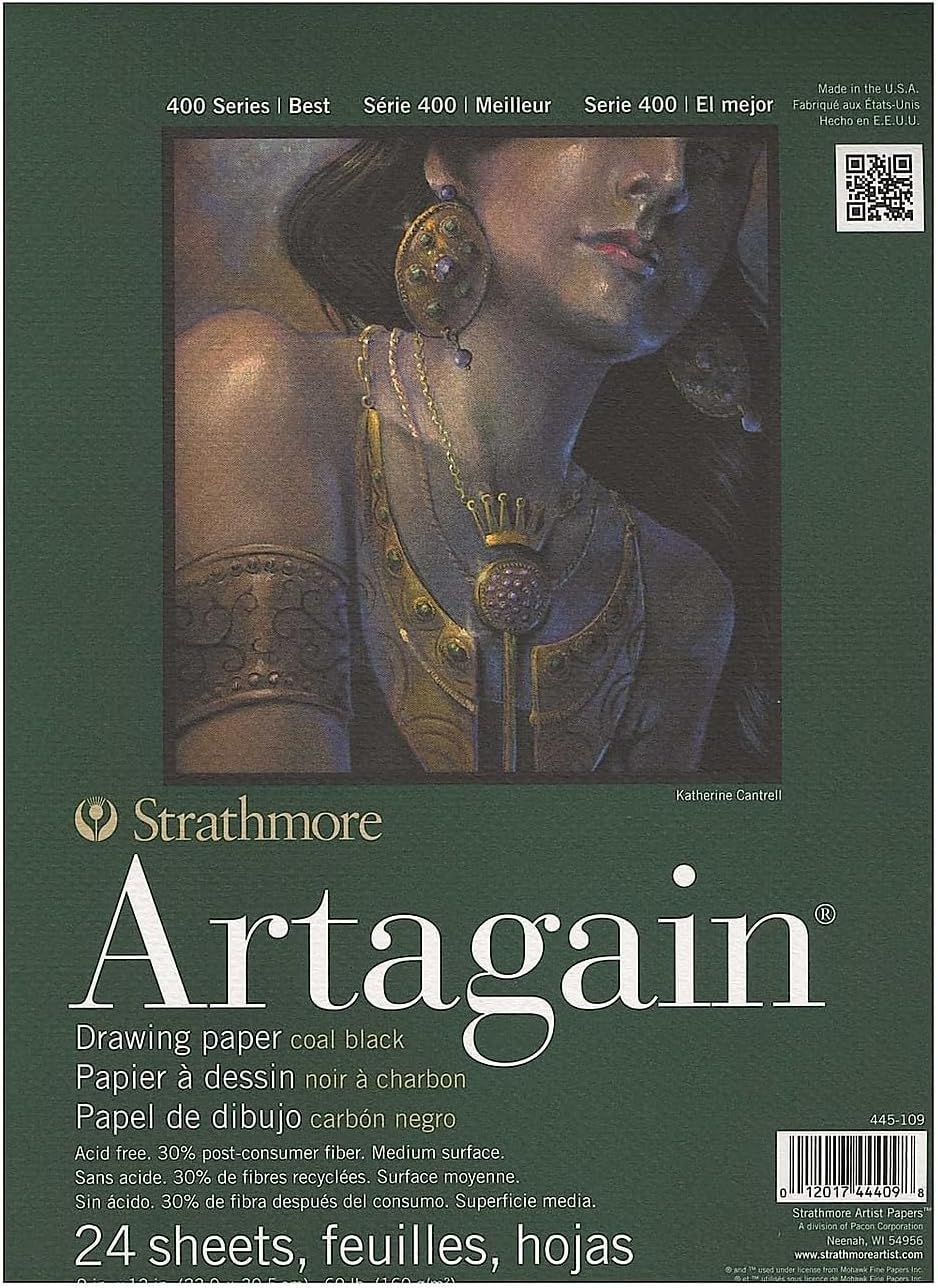 imageStrathmore  4459 Paper 400 Series Artagain Pad 9quotx12quot AssortedCoal Black