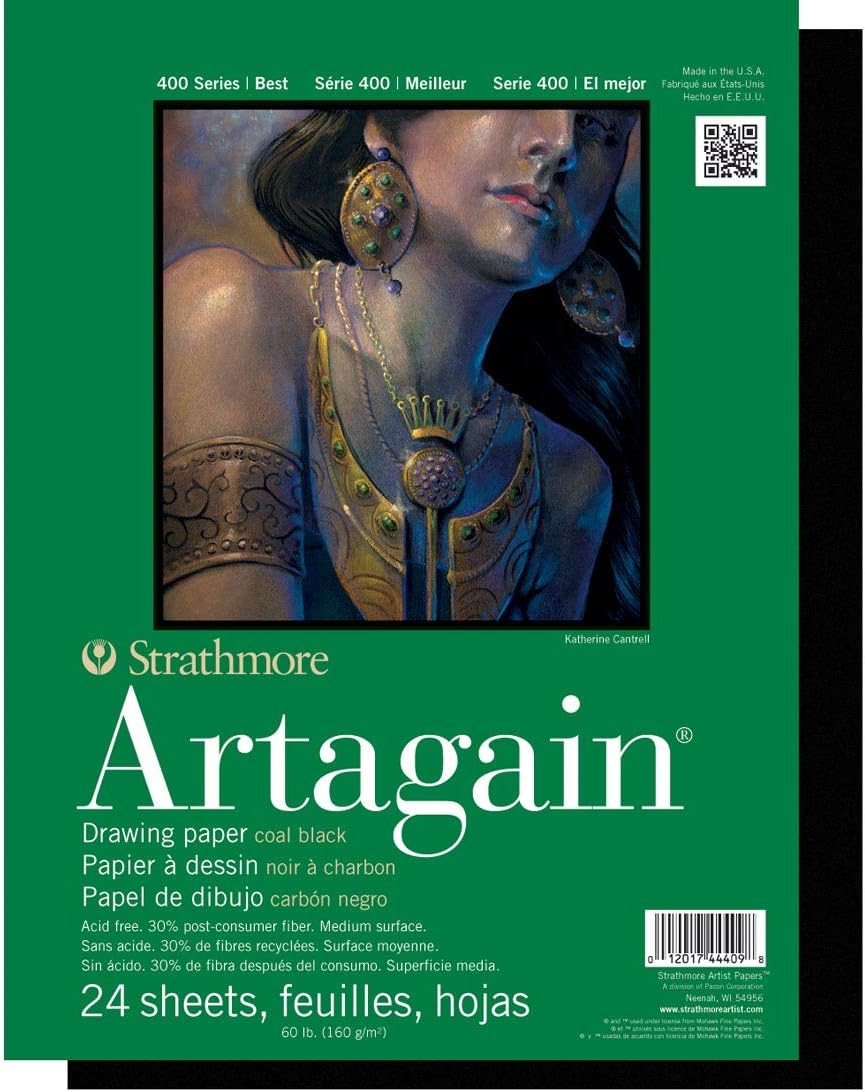 imageStrathmore  4459 Paper 400 Series Artagain Pad 9quotx12quot AssortedCoal Black