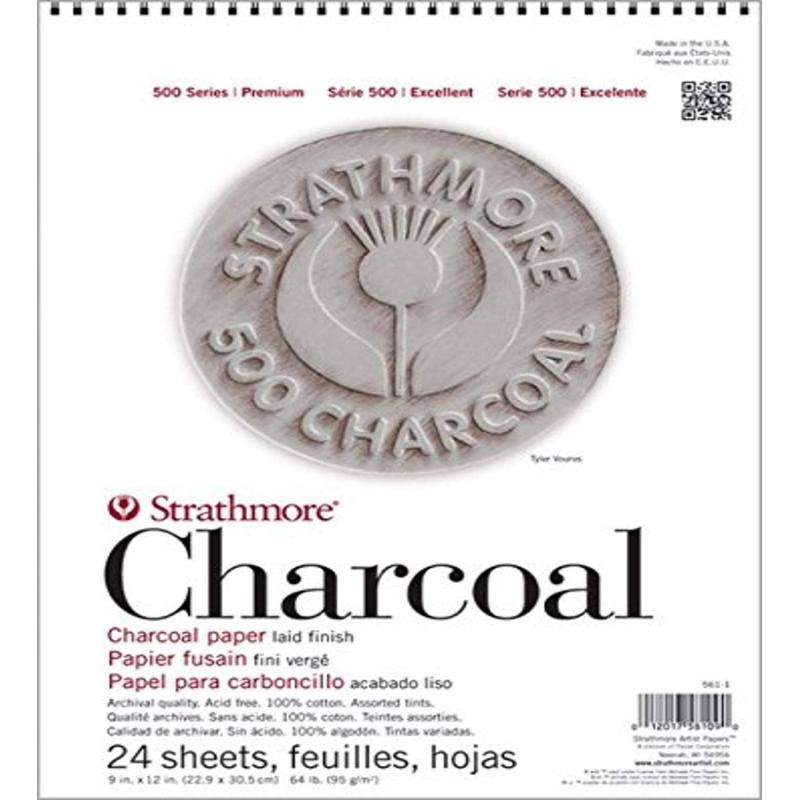 imageStrathmore 500 Series Charcoal Paper Assorted Colors Wirebound Pad 12x18 inches 24 Sheets 64lb95g  Professional Artist Paper