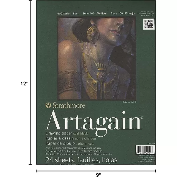 imageStrathmore  4459 Paper 400 Series Artagain Pad 9quotx12quot AssortedCoal Black