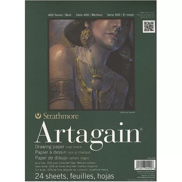 imageStrathmore  4459 Paper 400 Series Artagain Pad 9quotx12quot AssortedCoal Black