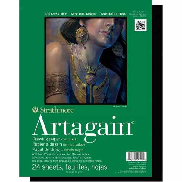 imageStrathmore  4459 Paper 400 Series Artagain Pad 9quotx12quot AssortedCoal Black