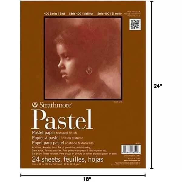 imageStrathmore 400 Series Pastel Pad Assorted Colors 9quotx12quot Glue Bound 24 Sheets18x24