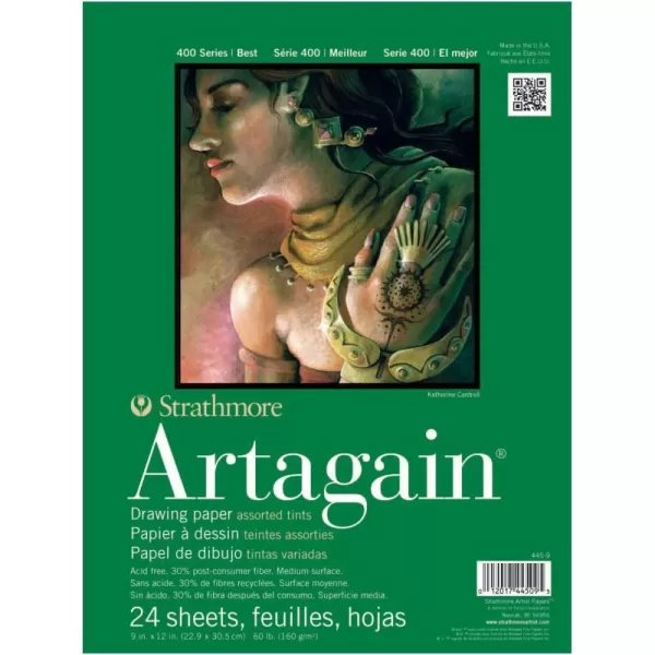imageStrathmore  4459 Paper 400 Series Artagain Pad 9quotx12quot AssortedAssorted
