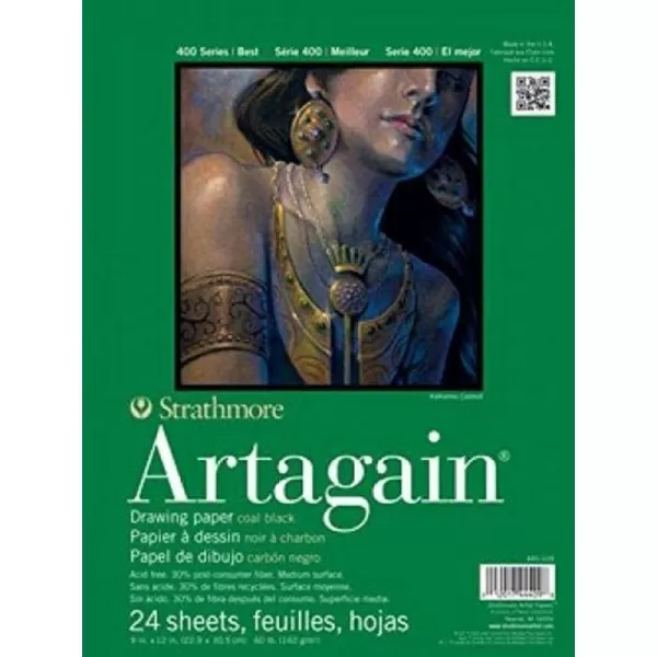 imageStrathmore  4459 Paper 400 Series Artagain Pad 9quotx12quot AssortedCoal Black