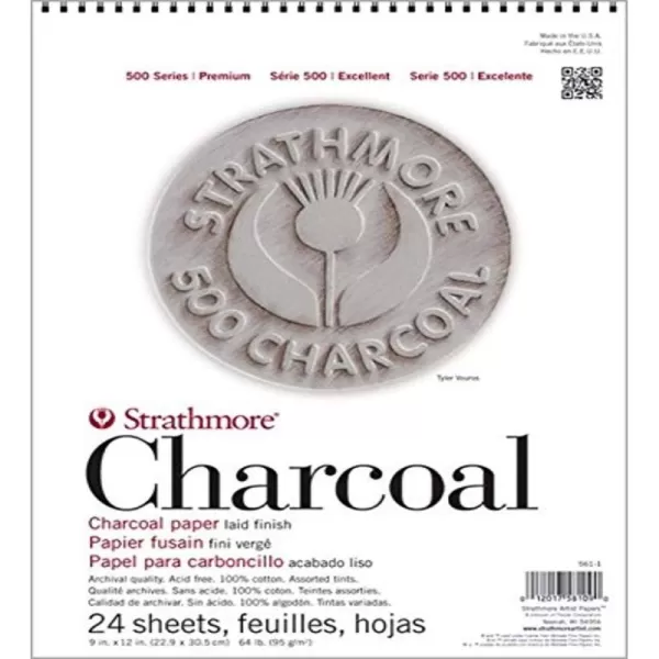 imageStrathmore 500 Series Charcoal Paper Assorted Colors Wirebound Pad 12x18 inches 24 Sheets 64lb95g  Professional Artist Paper