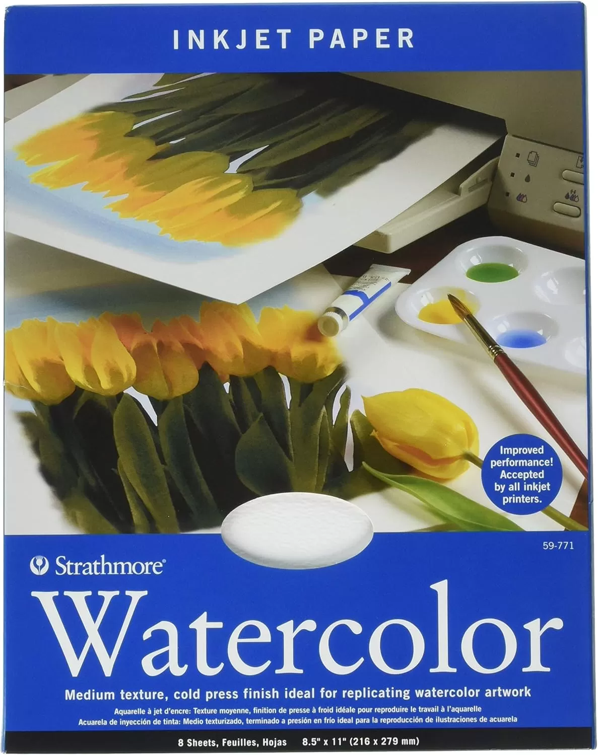 imageStrathmore Inkjet Watercolor Paper 85x11 inches 8 Sheets 115lb245g  Artist Paper for Adults and Students  Watercolors Mixed Media Markers and Art Journaling