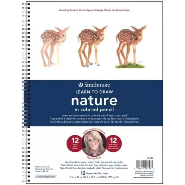 imageStrathmore 25752 300 Learning Series Colored Pencil Textures Pad  White  9x12 inColored Pencil  Nature