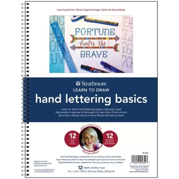 imageStrathmore 25752 300 Learning Series Colored Pencil Textures Pad  White  9x12 inHand Lettering  Basics