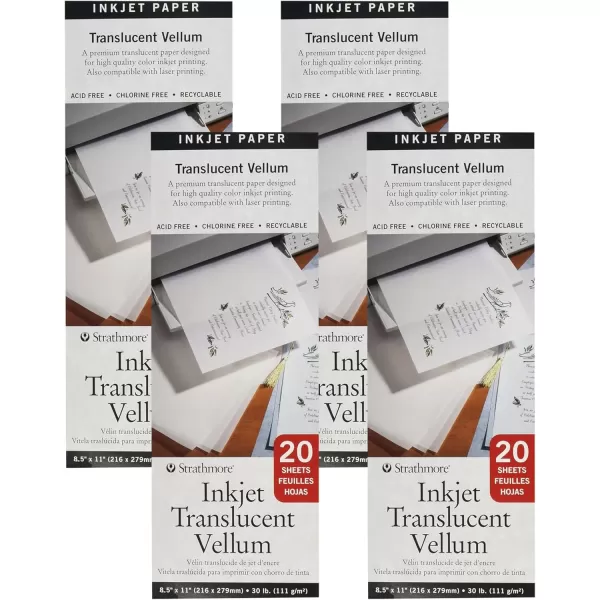 imageStrathmore 59803 Printable Vellum 20Sheet Translucent 85 x 11 Multicolor85x11 Pack of 4