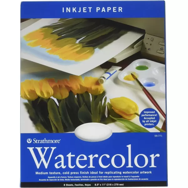 imageStrathmore Inkjet Watercolor Paper 85x11 inches 8 Sheets 115lb245g  Artist Paper for Adults and Students  Watercolors Mixed Media Markers and Art Journaling