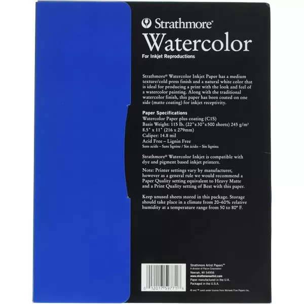 imageStrathmore Inkjet Watercolor Paper 85x11 inches 8 Sheets 115lb245g  Artist Paper for Adults and Students  Watercolors Mixed Media Markers and Art Journaling