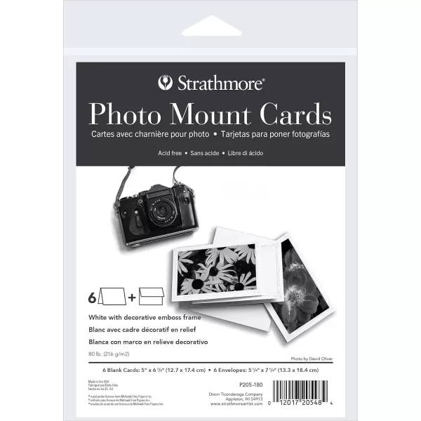imageStrathmore Photo Mount Cards White with Decorative Border 5x6875 inches 6 Pack Envelopes Included  Custom Greeting Cards for Weddings Events Birthdays