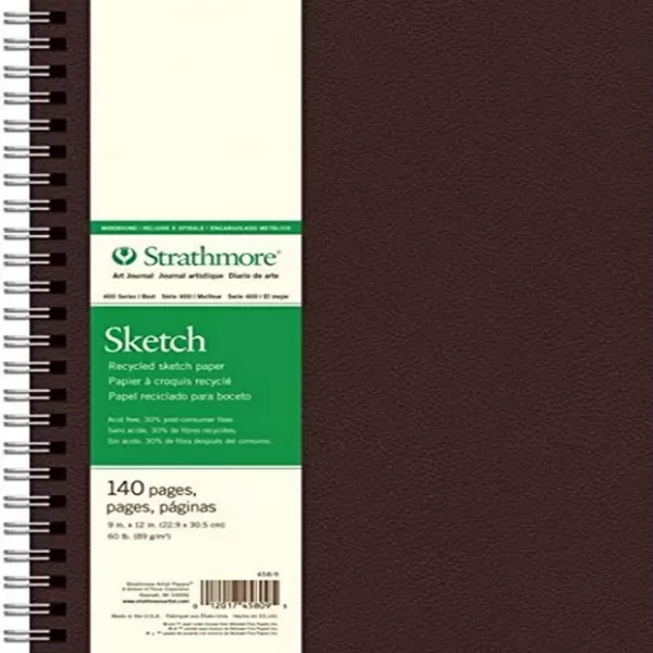 imageStrathmore 400 Series Sketch Black Sketch Book 7 by 10quotquot 9quotquotx12quotquot White 70 Sheets