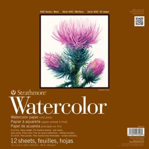 imageStrathmore 400 Series Watercolor Block Cold Press 9quotx12quot Bound 4 Sides 15 SheetsBlock White12x12