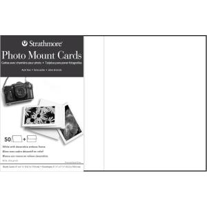 imageStrathmore Photo Mount Cards White with Decorative Border 5x6875 inches 50 Pack Envelopes Included  Blank Greeting Cards for Weddings Events Birthdays