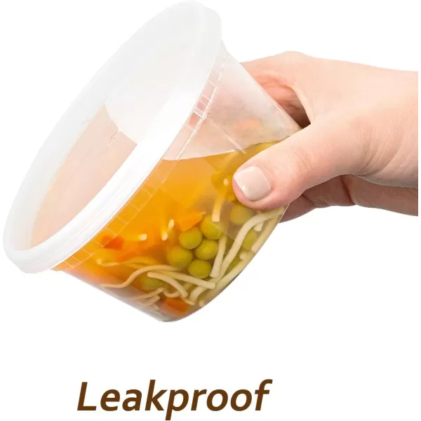 imageDuraHome  Deli food Storage Containers with Lids 32 oz Quart Pack of 24 Leakproof Freezer Safe Microwaveable Soup Storage Container  Clear Plastic Premium Quality12 oz