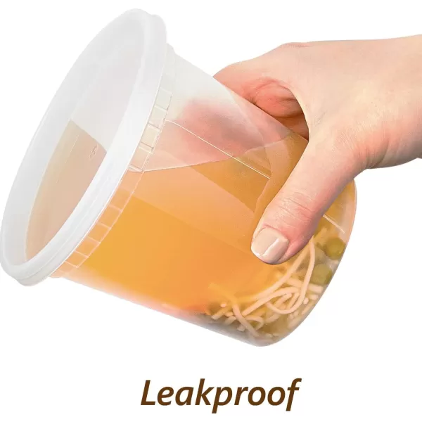 imageDuraHome  Deli food Storage Containers with Lids 32 oz Quart Pack of 24 Leakproof Freezer Safe Microwaveable Soup Storage Container  Clear Plastic Premium Quality24 oz