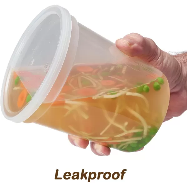 imageDuraHome  Deli food Storage Containers with Lids 32 oz Quart Pack of 24 Leakproof Freezer Safe Microwaveable Soup Storage Container  Clear Plastic Premium Quality32 oz