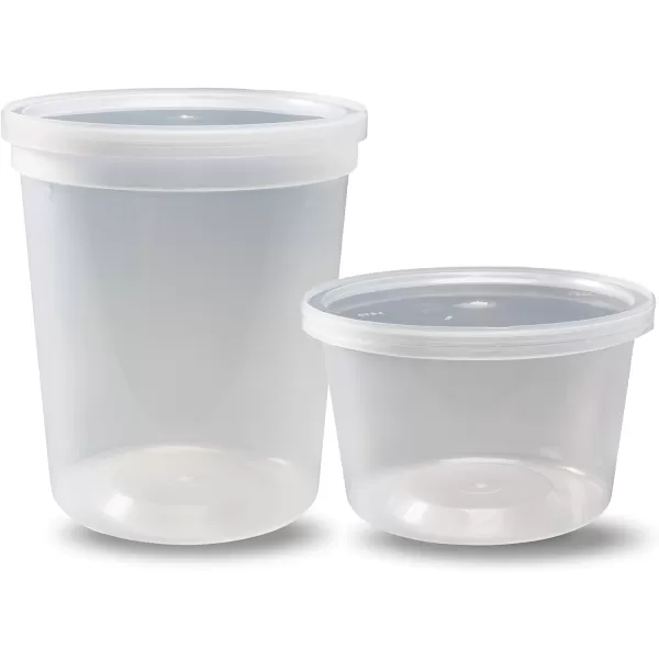 imageDuraHome  Deli food Storage Containers with Lids 32 oz Quart Pack of 24 Leakproof Freezer Safe Microwaveable Soup Storage Container  Clear Plastic Premium Quality60 Combo Set