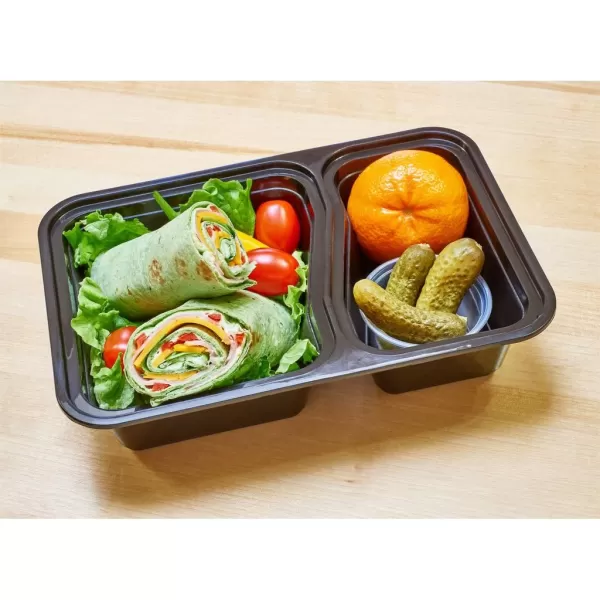 imageDuraHome  Round Meal Prep Containers with Lids 28oz Pack of 10 BPAFree Round Microwaveable Black Plastic Food Storage Container 2 Compartments