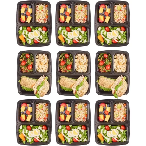 imageDuraHome  Round Meal Prep Containers with Lids 28oz Pack of 10 BPAFree Round Microwaveable Black Plastic Food Storage Container 3 Compartments