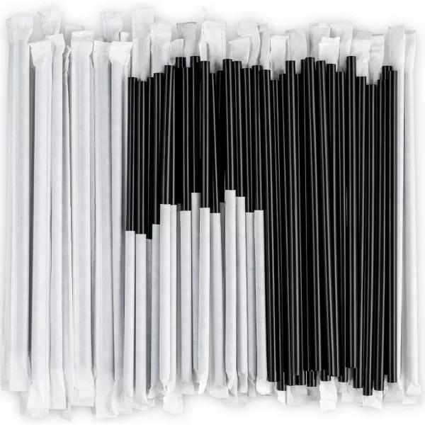 imageDuraHome Clear Plastic Straws Individually Wrapped 1000 Pack  8 inch Drinking Straw BPA Free  Restaurant Style Disposable Straws 024quot Wide Bulk SetBlack
