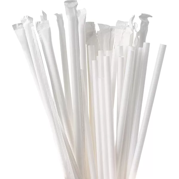imageDuraHome Clear Plastic Straws Individually Wrapped 1000 Pack  8 inch Drinking Straw BPA Free  Restaurant Style Disposable Straws 024quot Wide Bulk SetWhite