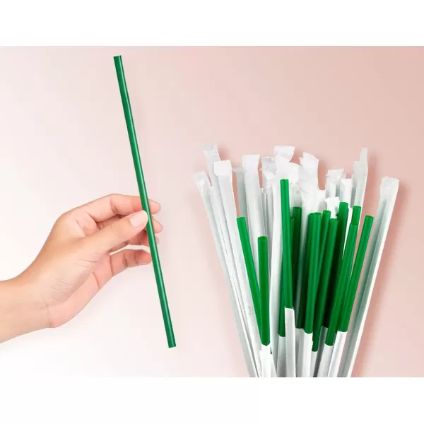 imageDuraHome Clear Plastic Straws Individually Wrapped 1000 Pack  8 inch Drinking Straw BPA Free  Restaurant Style Disposable Straws 024quot Wide Bulk SetGreen