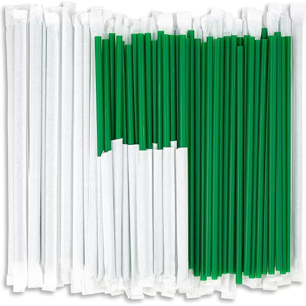 imageDuraHome Clear Plastic Straws Individually Wrapped 1000 Pack  8 inch Drinking Straw BPA Free  Restaurant Style Disposable Straws 024quot Wide Bulk SetGreen