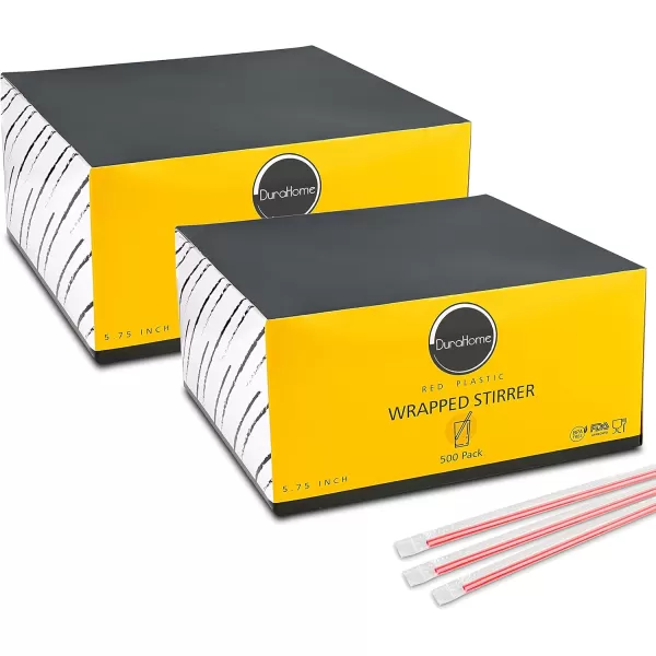 imageDuraHome Clear Plastic Straws Individually Wrapped 1000 Pack  8 inch Drinking Straw BPA Free  Restaurant Style Disposable Straws 024quot Wide Bulk SetRed