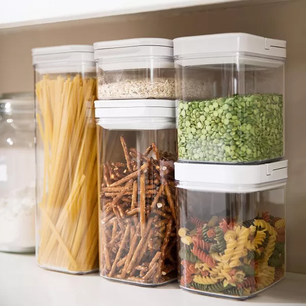 imageDuraHome FLiPLOCK Airtight Food Storage Containers 6 Piece Set  BPA Free Durable Clear Acrylic Container with Innovative Air Tight Handle Lid for Dry Goods Pantry Organization Square