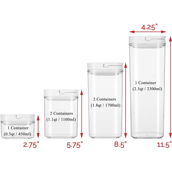 imageDuraHome FLiPLOCK Airtight Food Storage Containers 6 Piece Set  BPA Free Durable Clear Acrylic Container with Innovative Air Tight Handle Lid for Dry Goods Pantry Organization Square