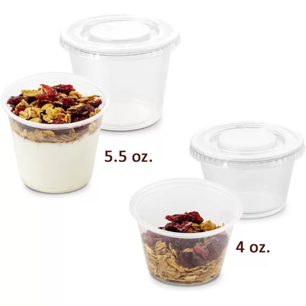 imageDuraHome Food Storage Containers with Lids 8oz 16oz 32oz Freezer Deli Cups Combo Pack 70 Sets BPAFree Leakproof Round Clear Takeout Container Meal Prep Microwavable 70 Sets  Mixed sizes150 sets  4oz  55oz