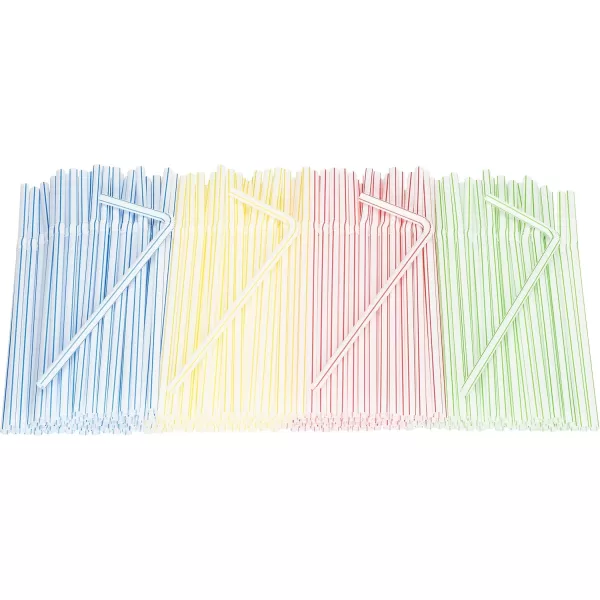 imageFlexible Plastic Straws Colored BPAFree Disposable Bendy Straw 8quot Long 200 Pack ColorfulColorful
