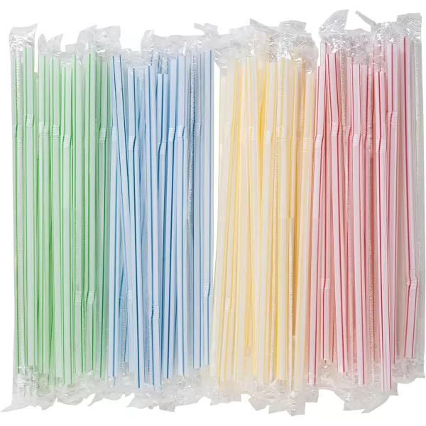 imageFlexible Plastic Straws Colored BPAFree Disposable Bendy Straw 8quot Long 200 Pack ColorfulColorful Individually Wrapped