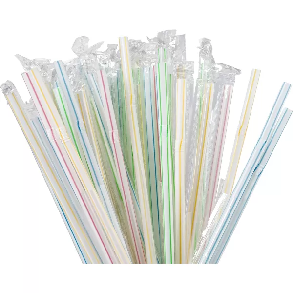 imageFlexible Plastic Straws Colored BPAFree Disposable Bendy Straw 8quot Long 200 Pack ColorfulColorful Individually Wrapped