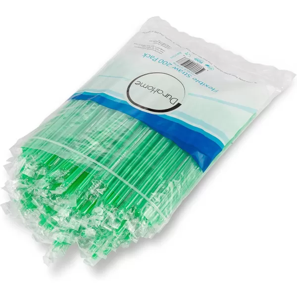 imageFlexible Plastic Straws Colored BPAFree Disposable Bendy Straw 8quot Long 200 Pack ColorfulSolid Green