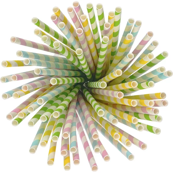 imagePaper Straws Biodegradable 200 Pack Striped Multi Colored BPAFree Disposable 825quot Long NonFlexible Straw for EverydayBirthday PartyWedding  By DuraHome 200 PackPastel