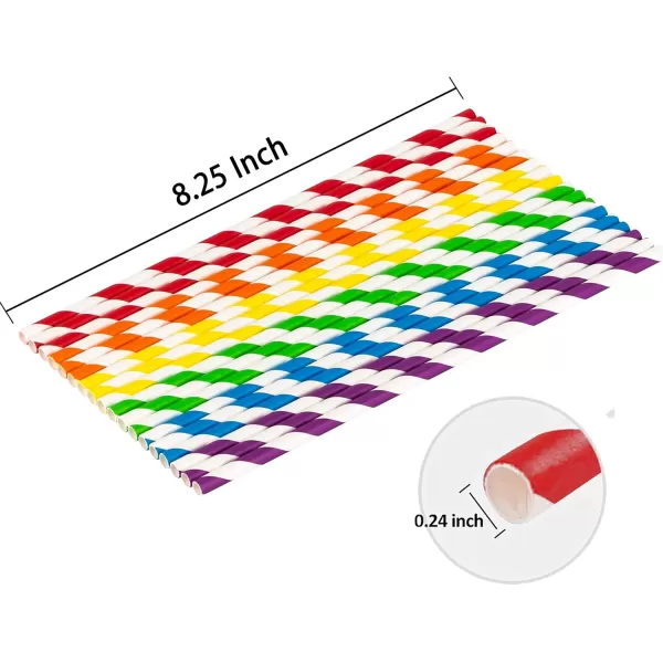 imagePaper Straws Biodegradable 200 Pack Striped Multi Colored BPAFree Disposable 825quot Long NonFlexible Straw for EverydayBirthday PartyWedding  By DuraHome 200 PackColorful