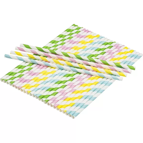 imagePaper Straws Biodegradable 200 Pack Striped Multi Colored BPAFree Disposable 825quot Long NonFlexible Straw for EverydayBirthday PartyWedding  By DuraHome 200 PackPastel