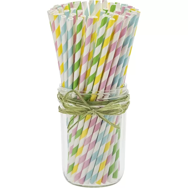 imagePaper Straws Biodegradable 200 Pack Striped Multi Colored BPAFree Disposable 825quot Long NonFlexible Straw for EverydayBirthday PartyWedding  By DuraHome 200 PackPastel