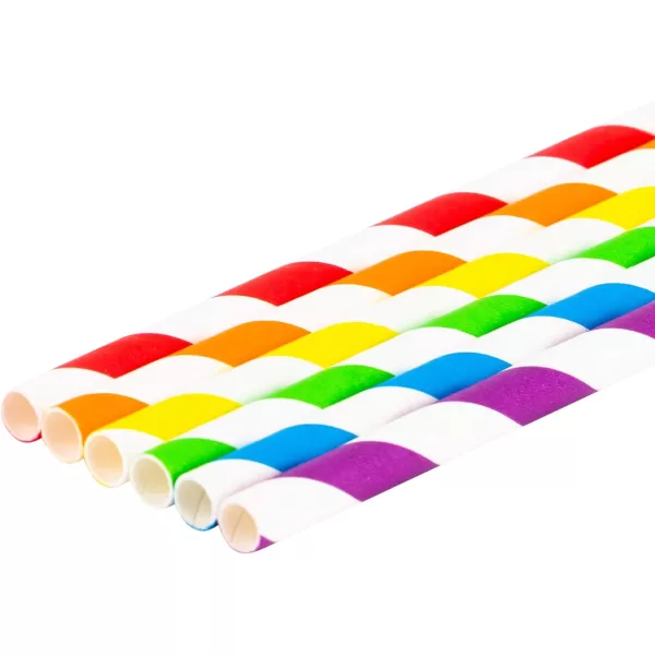 imagePaper Straws Biodegradable 200 Pack Striped Multi Colored BPAFree Disposable 825quot Long NonFlexible Straw for EverydayBirthday PartyWedding  By DuraHome 200 PackColorful