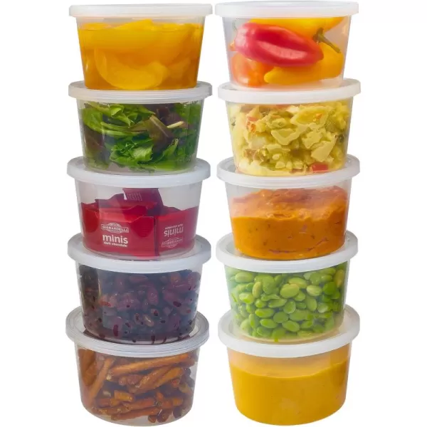 imageDuraHome  Deli food Storage Containers with Lids 32 oz Quart Pack of 24 Leakproof Freezer Safe Microwaveable Soup Storage Container  Clear Plastic Premium Quality16 oz