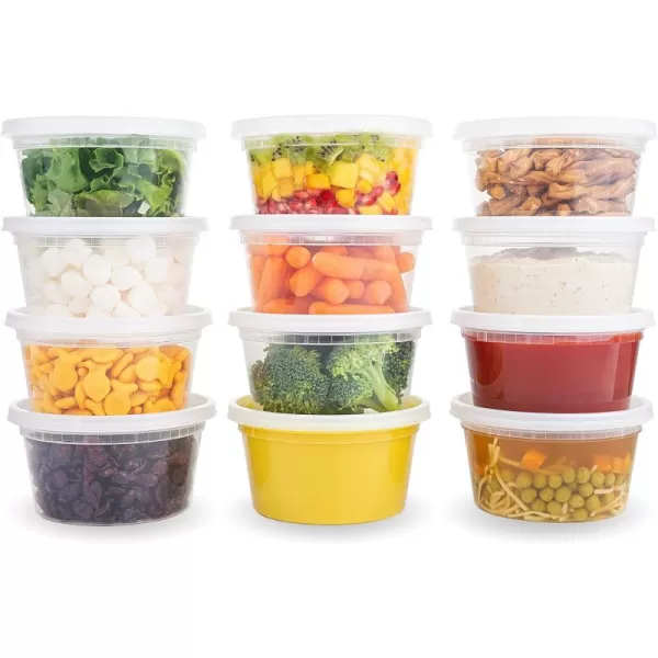 imageDuraHome  Deli food Storage Containers with Lids 32 oz Quart Pack of 24 Leakproof Freezer Safe Microwaveable Soup Storage Container  Clear Plastic Premium Quality12 oz