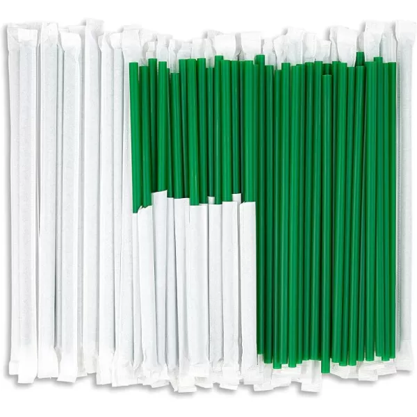 imageDuraHome Clear Plastic Straws Individually Wrapped 1000 Pack  8 inch Drinking Straw BPA Free  Restaurant Style Disposable Straws 024quot Wide Bulk SetGreen