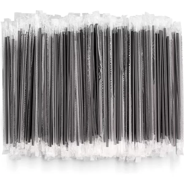 imageDuraHome Clear Plastic Straws Individually Wrapped 1000 Pack  8 inch Drinking Straw BPA Free  Restaurant Style Disposable Straws 024quot Wide Bulk SetBlack