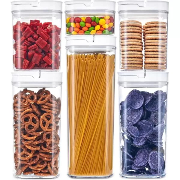imageDuraHome FLiPLOCK Airtight Food Storage Containers 6 Piece Set  BPA Free Durable Clear Acrylic Container with Innovative Air Tight Handle Lid for Dry Goods Pantry Organization Square