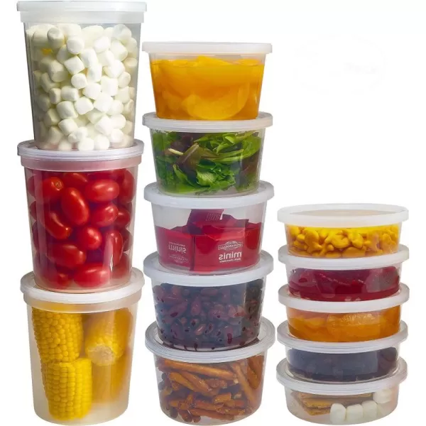 imageDuraHome Food Storage Containers with Lids 8oz 16oz 32oz Freezer Deli Cups Combo Pack 70 Sets BPAFree Leakproof Round Clear Takeout Container Meal Prep Microwavable 70 Sets  Mixed sizes70 Sets  Mixed sizes