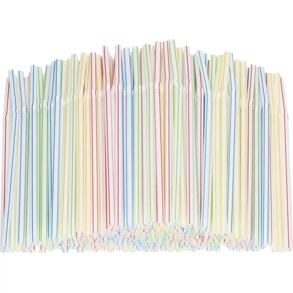 imageFlexible Plastic Straws Colored BPAFree Disposable Bendy Straw 8quot Long 200 Pack ColorfulColorful